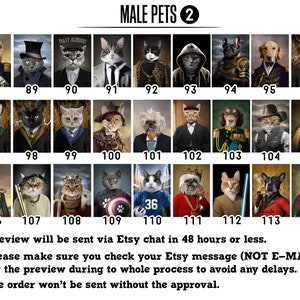 May include: A collage of 16 images featuring various pets dressed in different costumes. The pets are mostly cats and dogs, with a few other animals like a rabbit and a bird. The costumes are all very creative and funny, and the pets look very happy in their outfits. The images are arranged in a grid, with each image having a number underneath it. The numbers range from 88 to 114. The text "MALE PETS 2" is at the top of the collage.
