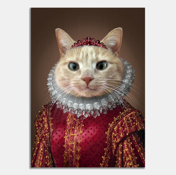 Custom Pet Portraits | Pet Portraits | Royal Cat Portrait | Regal Animal Portraits | Renaissance Cat Portrait | Regal Cat Painting|Cat Gift