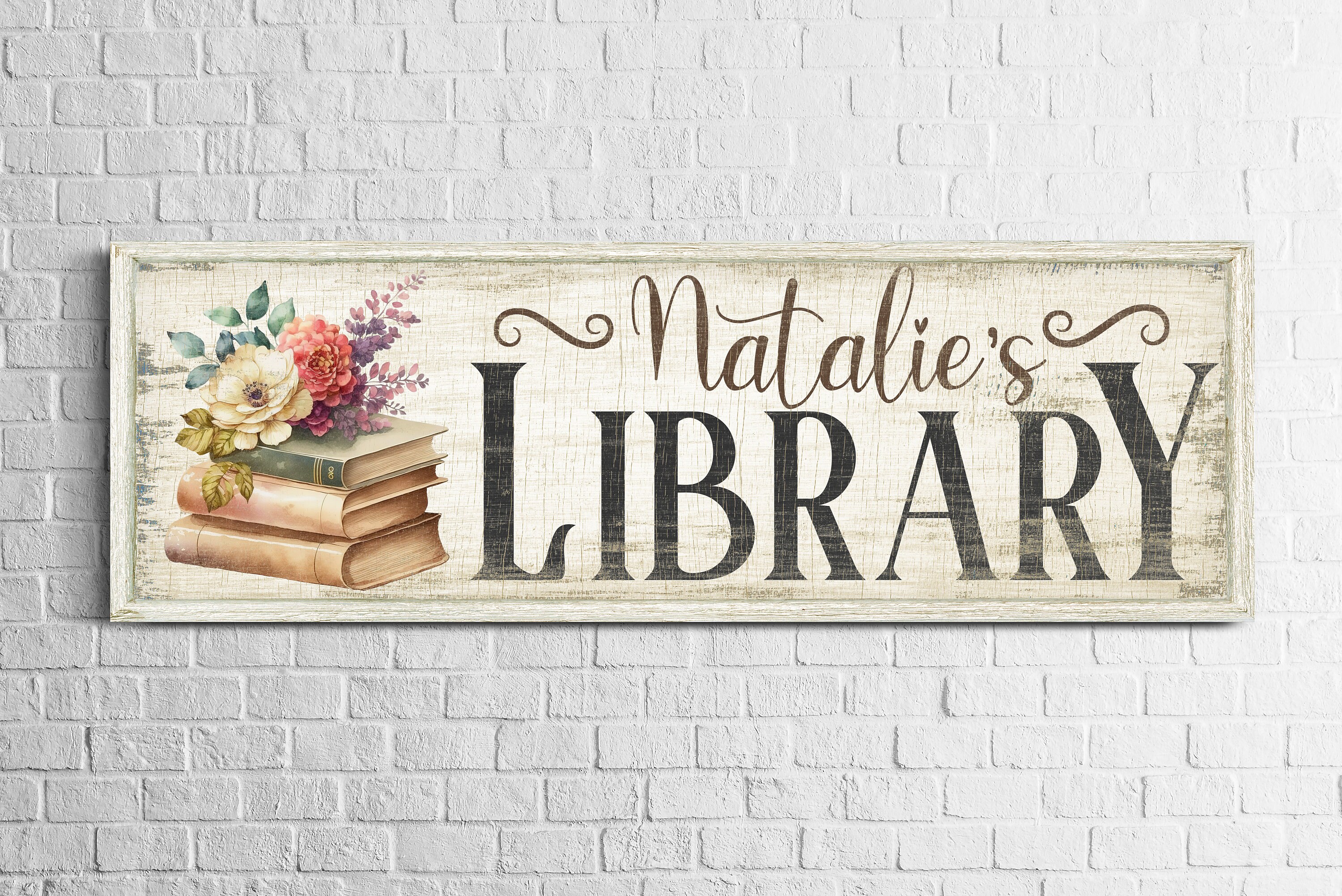 Customized Library Sign, Vintage Library Decoration, Reading Corner ...