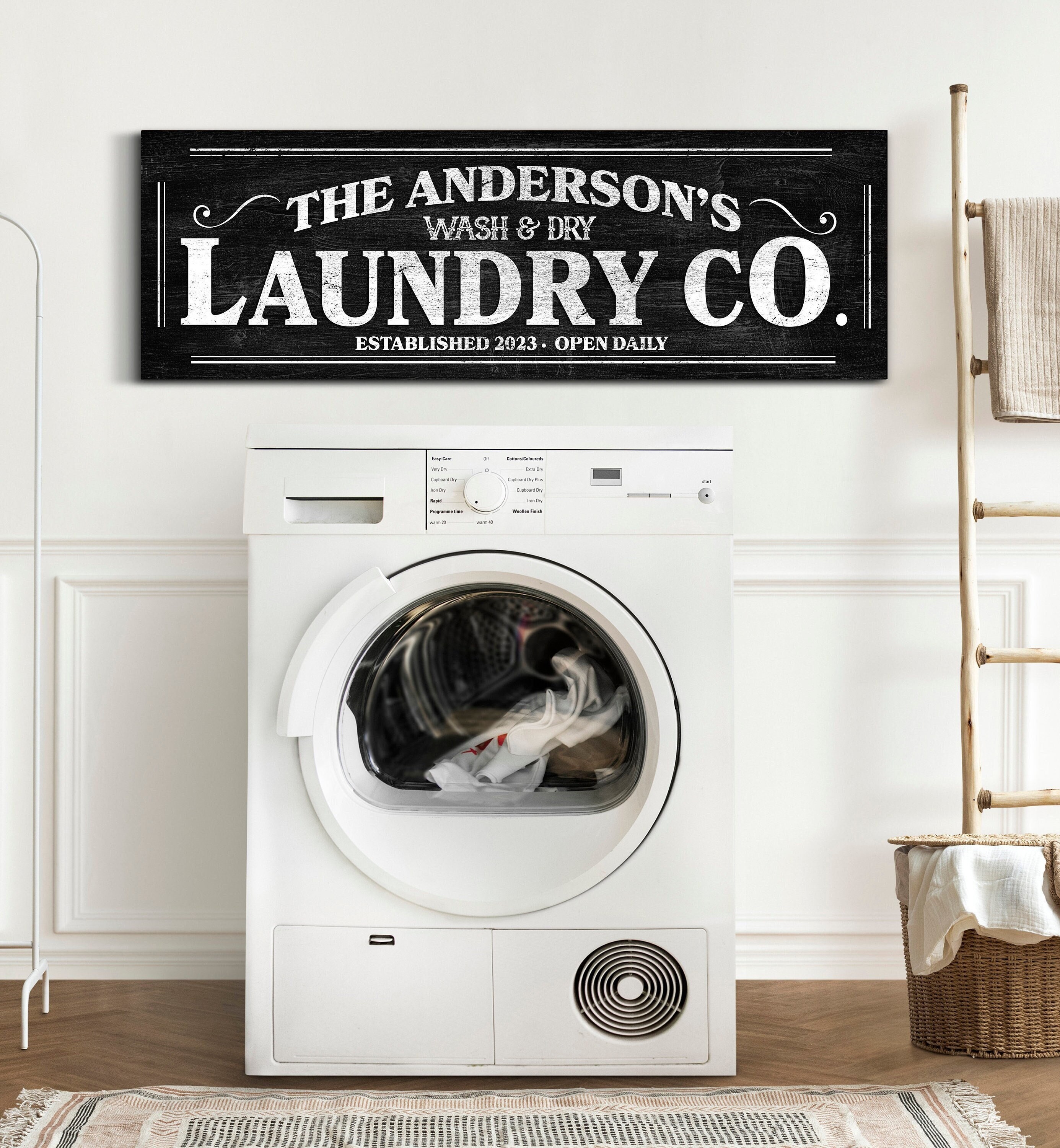 Personalized Laundry Company Sign, Laundry Room Wall Decor, Bathroom ...