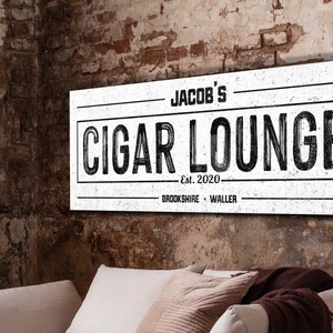 Personalized Cigar Lounge Sign Custom Bar Sign Modern Farmhouse Wall Decor Custom Lounge Sign ...