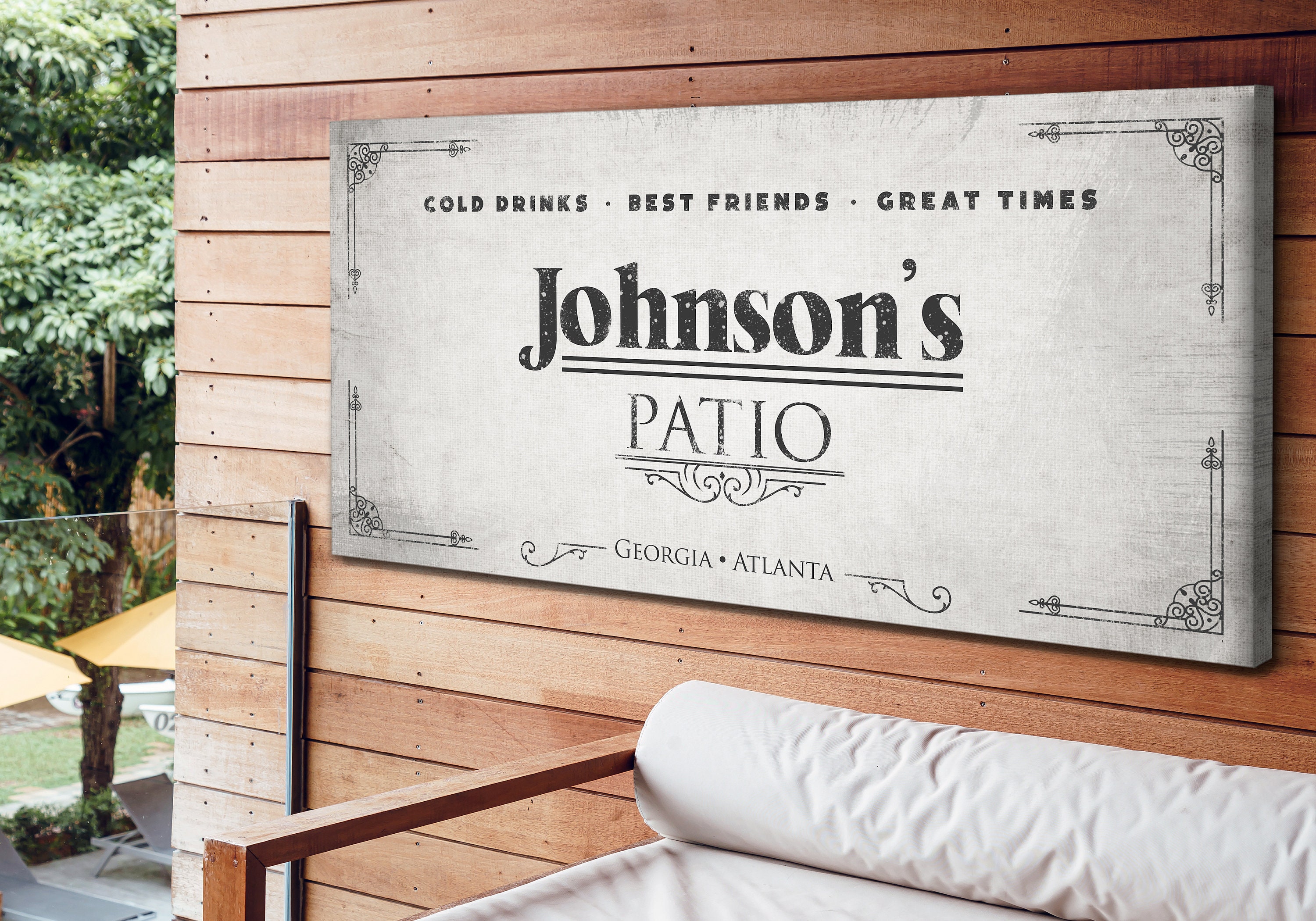 Personalized Family Name Patio Sign Canvas House Sign Back Etsy