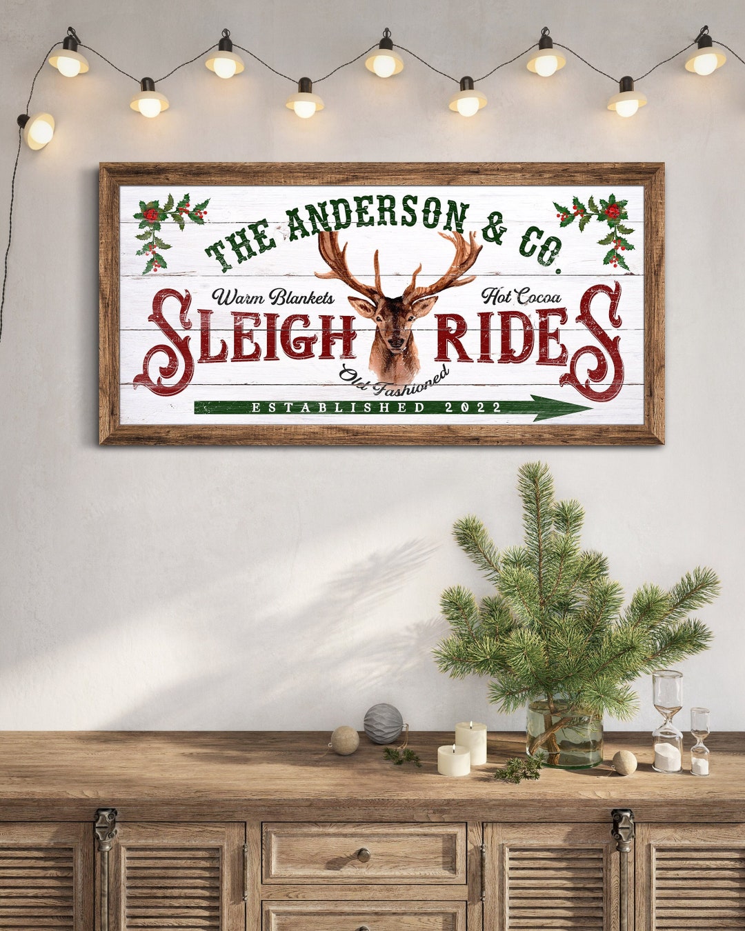 Personalized Old Fashioned Sleigh Rides Sign, Holiday Winter Decor ...