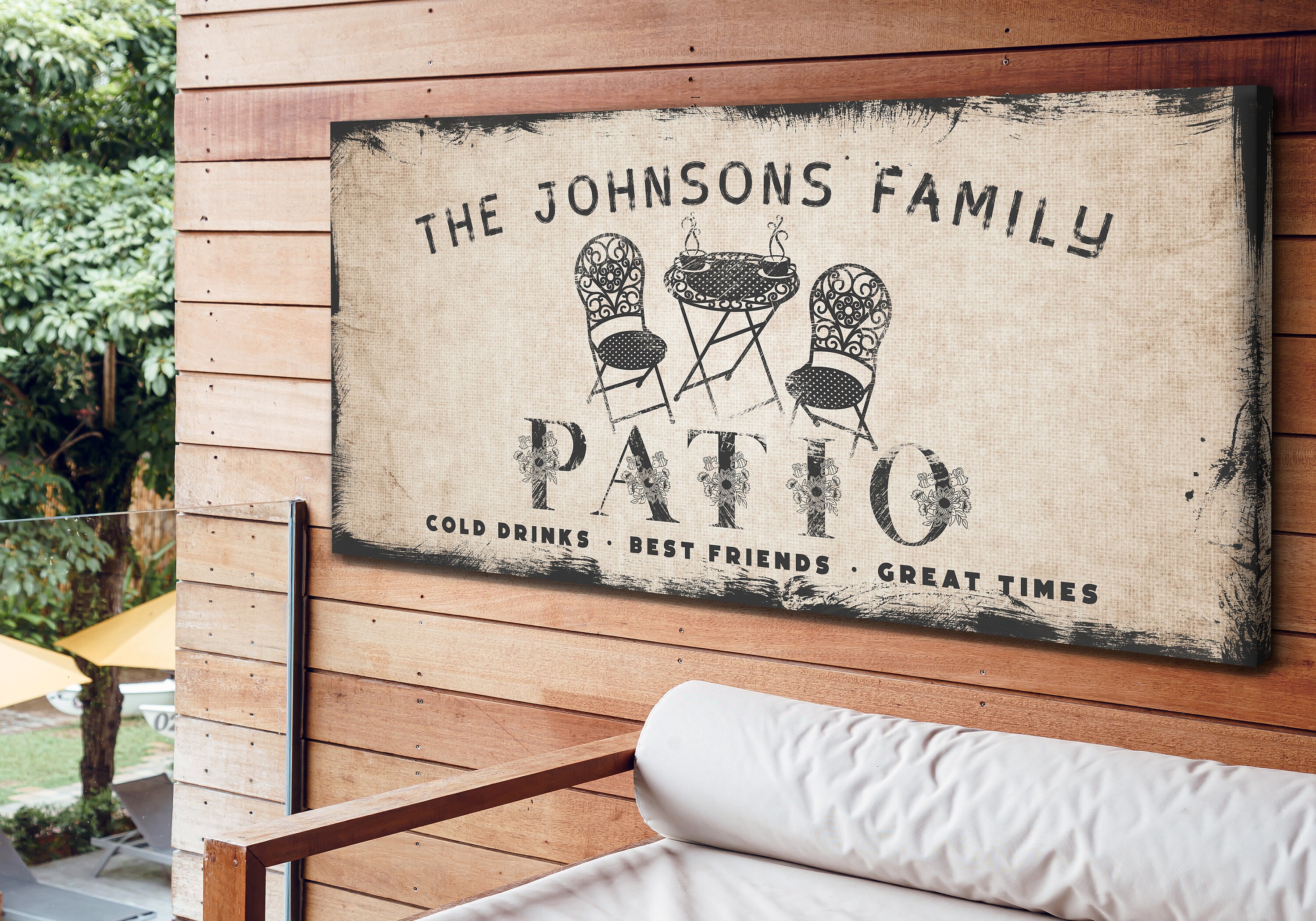 Family Patio Sign Customized Patio Canvas Outdoor Decor Etsy