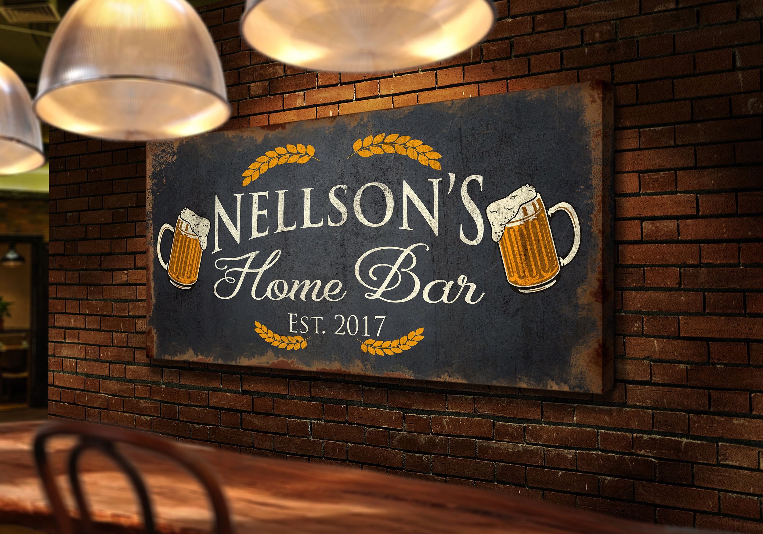Custom Home Bar Sign | Personalized Huge Canvas | Modern Rustic ...