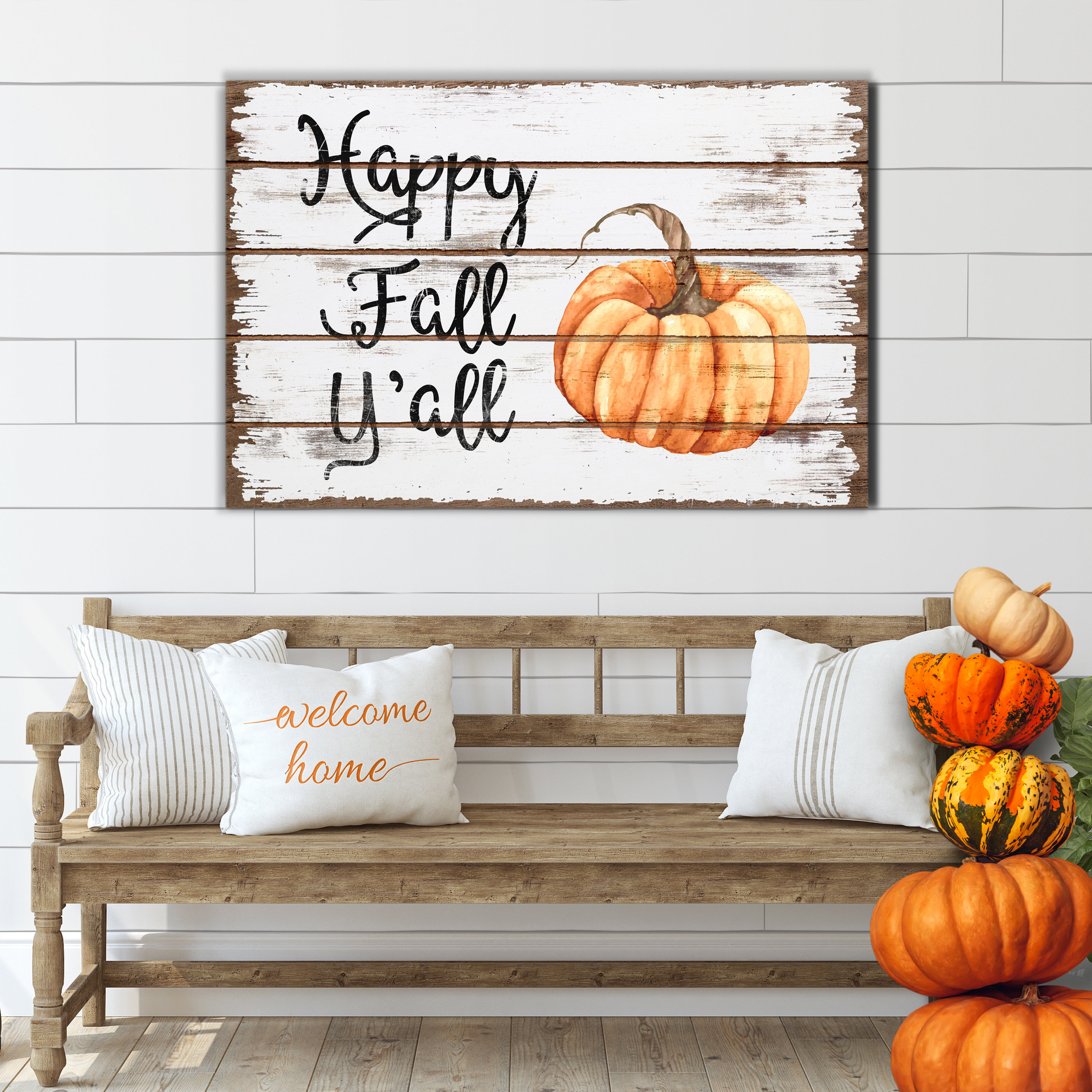Happy Fall Y'all Sign | Antique Pumpkin Decor | Halloween Gift | Autumn ...