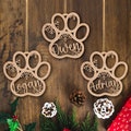 Personalized Christmas Pet Ornament, Custom Dog Paw with Name Christmas Wood Ornament, Pet Lover Gift, Christmas Tree Hangings, Pet Memorial