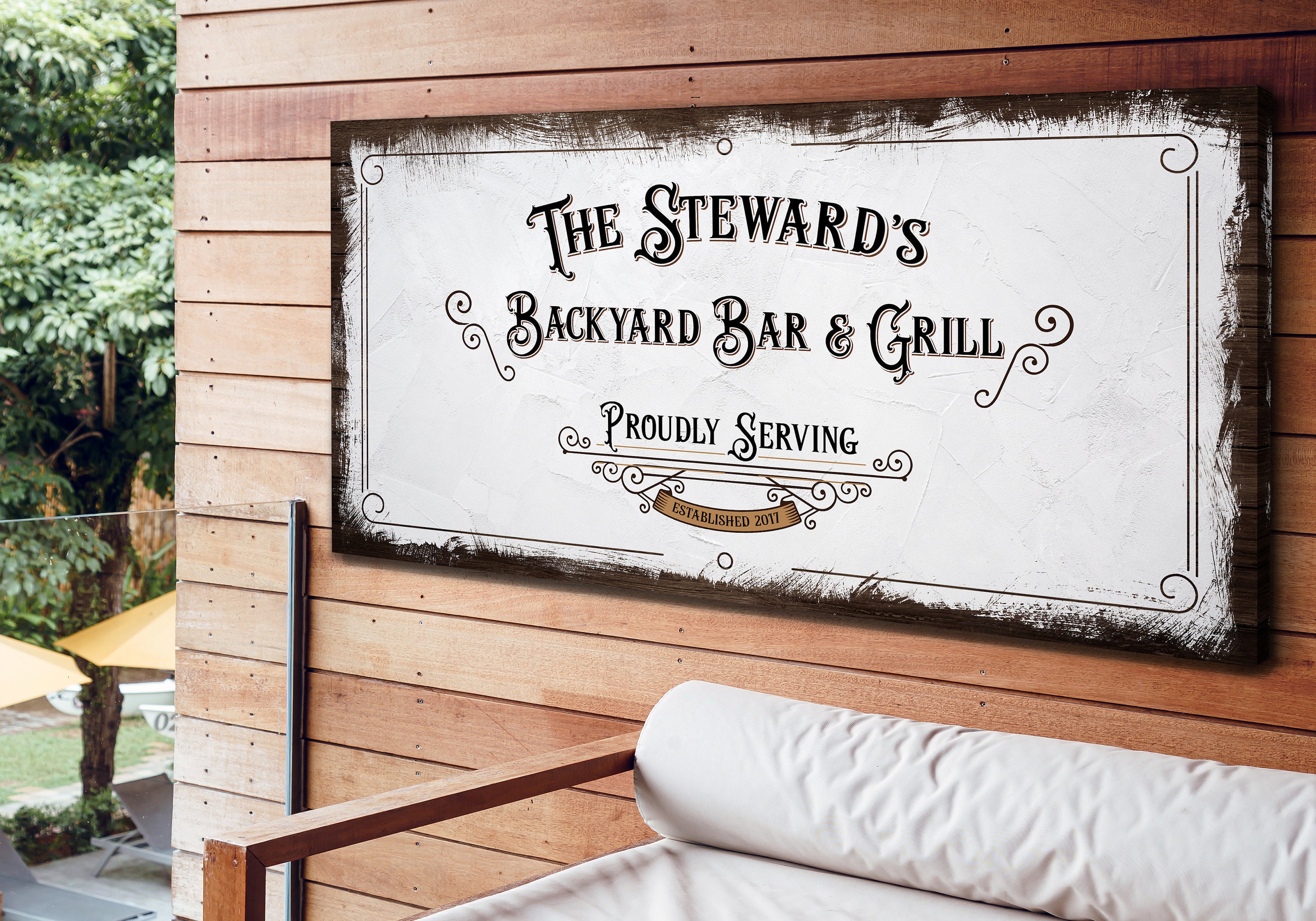 Backyard Bar & Grill Sign Backyard Sign Personalized Huge Etsy UK