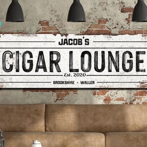 Personalized Cigar Lounge Sign Custom Bar Sign Modern Farmhouse Wall Decor Custom Lounge Sign ...