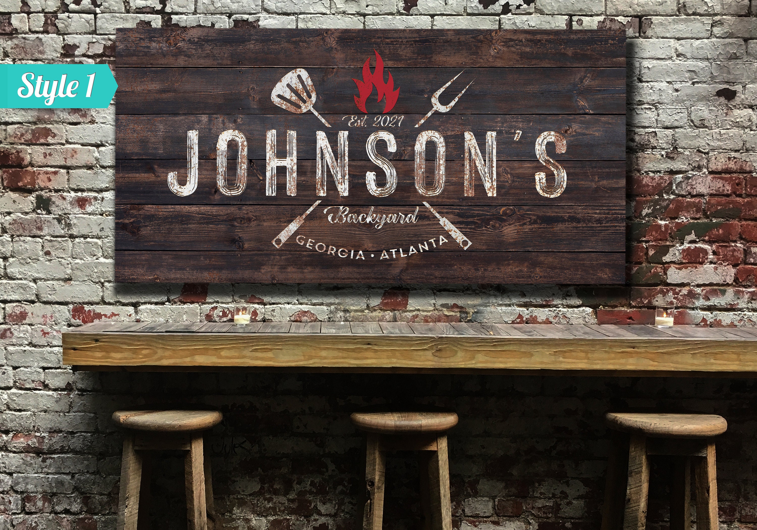 Custom Backyard Sign Backyard Bar & Grill Personalized Etsy