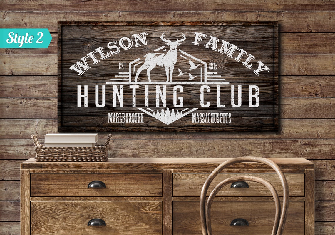 Custom Hunting Club Sign Personalized Huge Canvas Wall Art Etsy