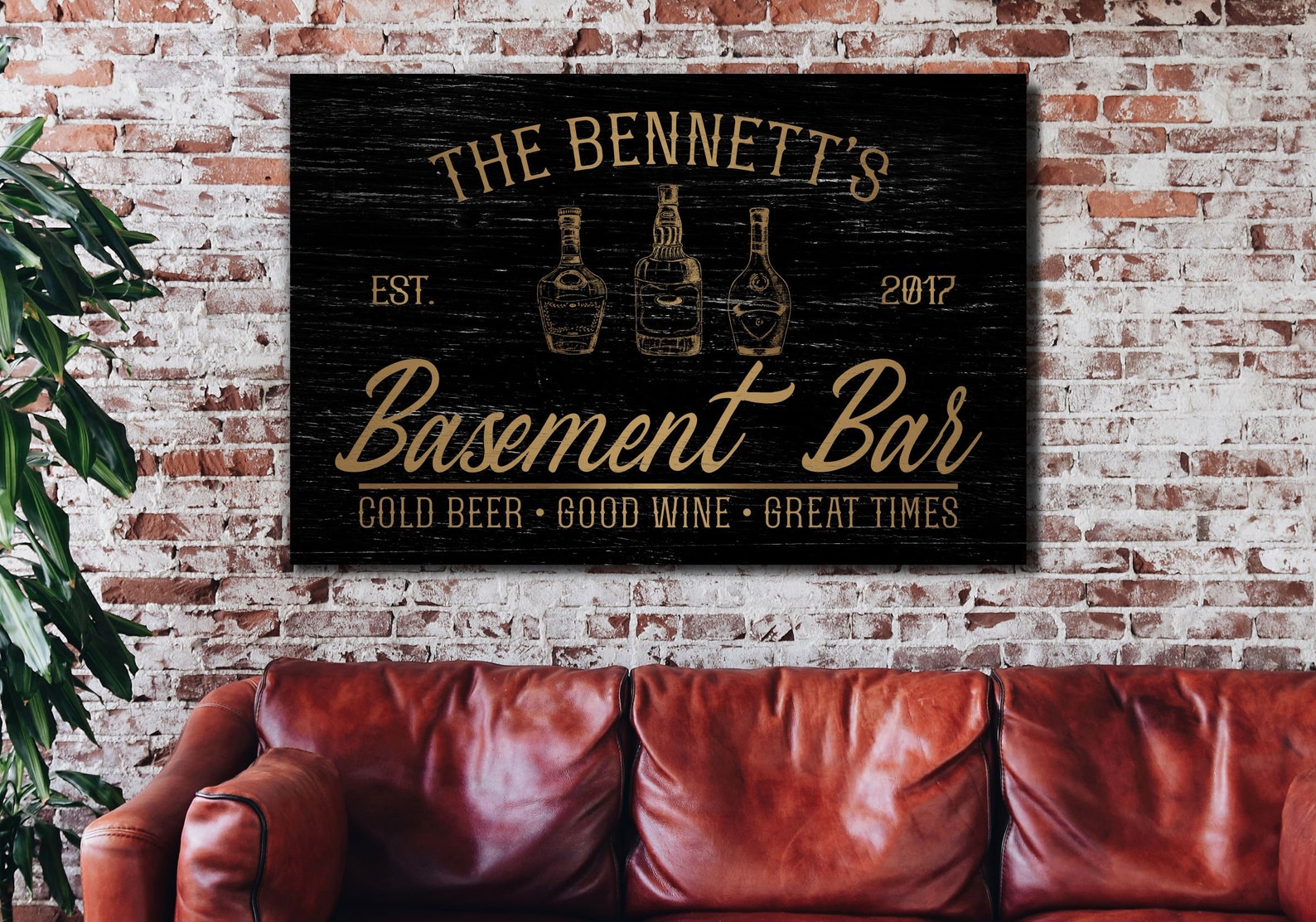 Custom Basement Bar Sign Personalized Huge Canvas Modern Etsy