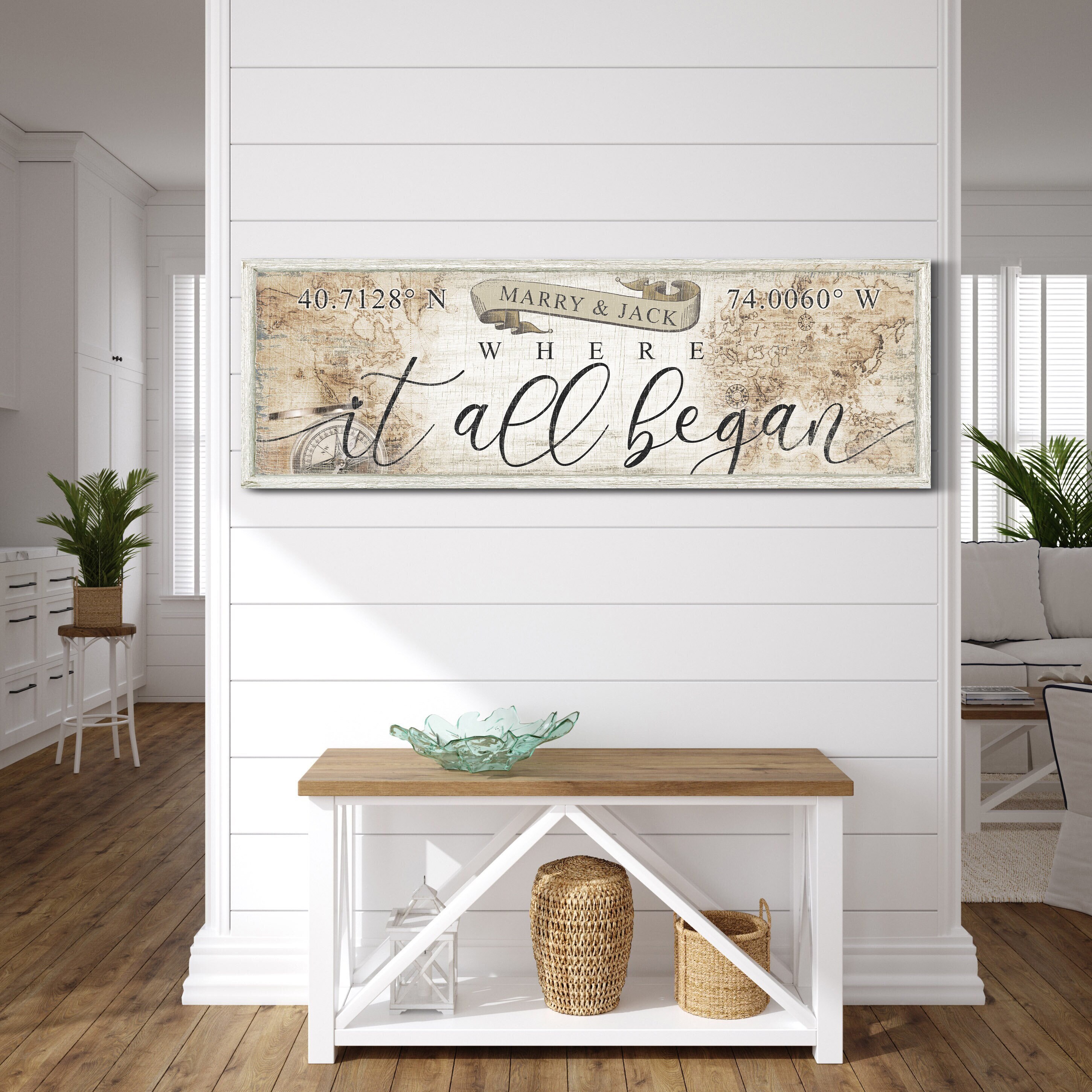 Personalized Where It All Began Sign, Couples Coordinates