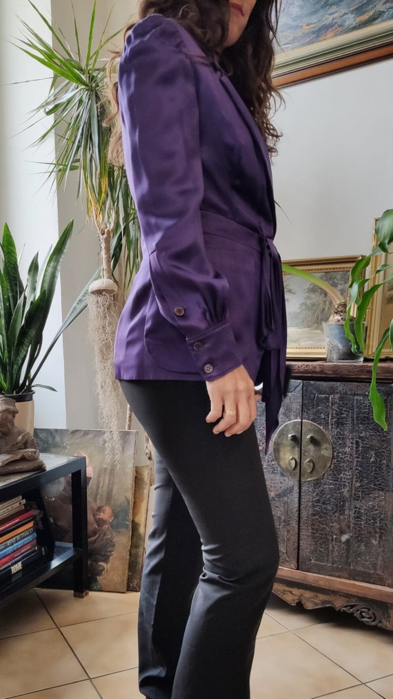 Yves Saint Laurent chic vintage purple silk jacket - image 4