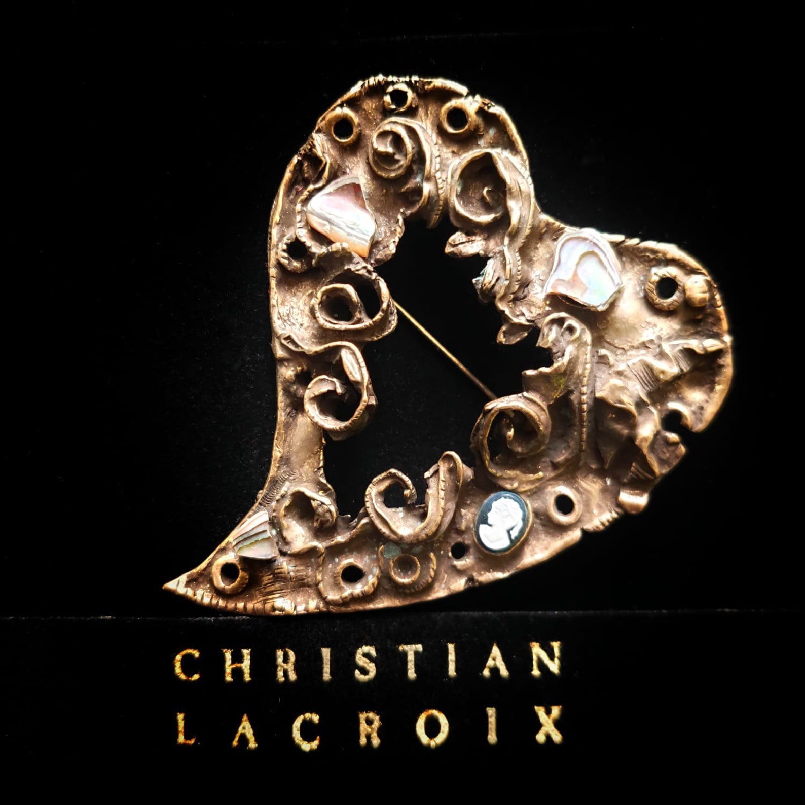 Christian Lacroix Artistic Bronze Heart Brooch Etsy