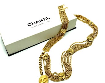 Rare authentic chanel belt lions golden chains