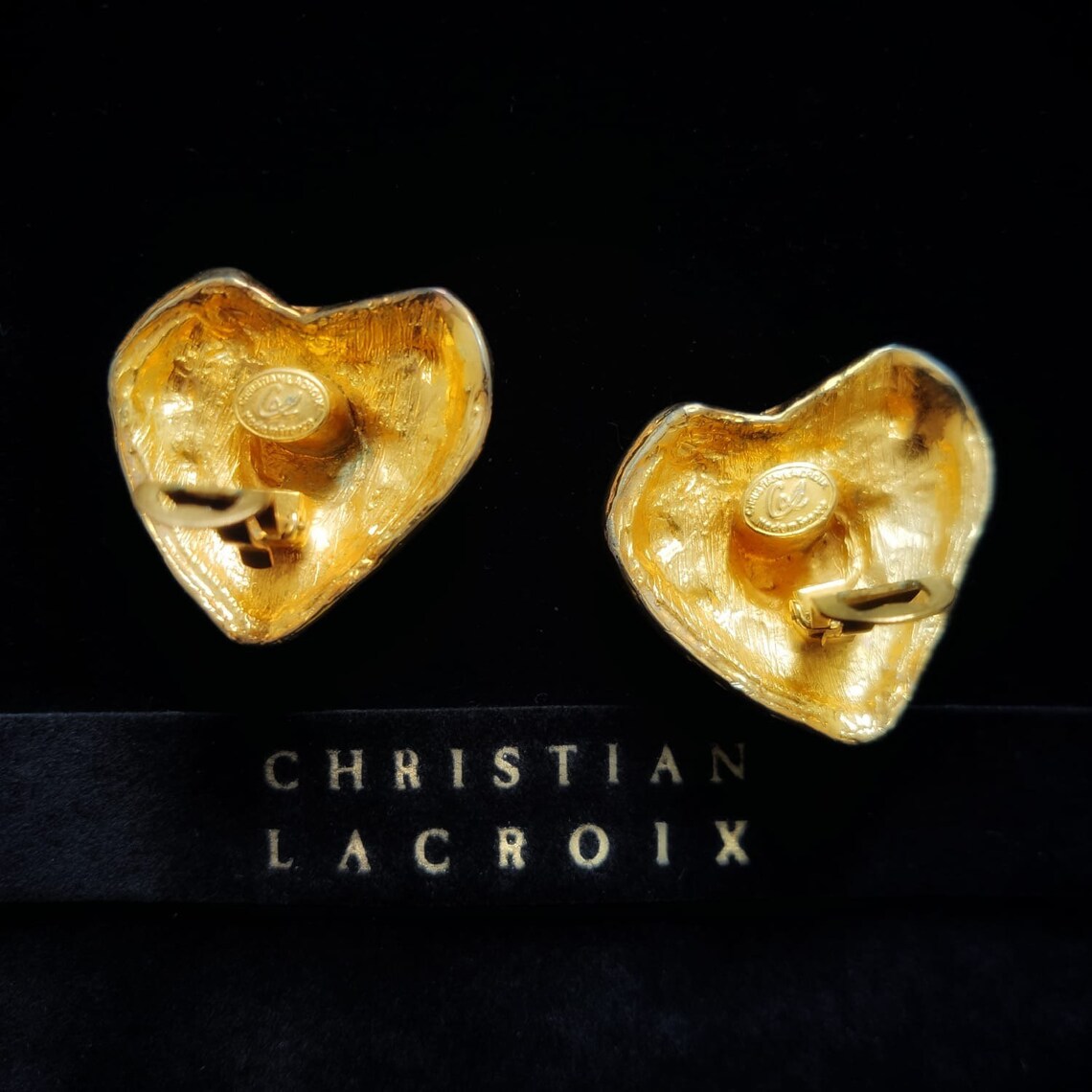 Christian Lacroix Golden Heart Earrings Etsy