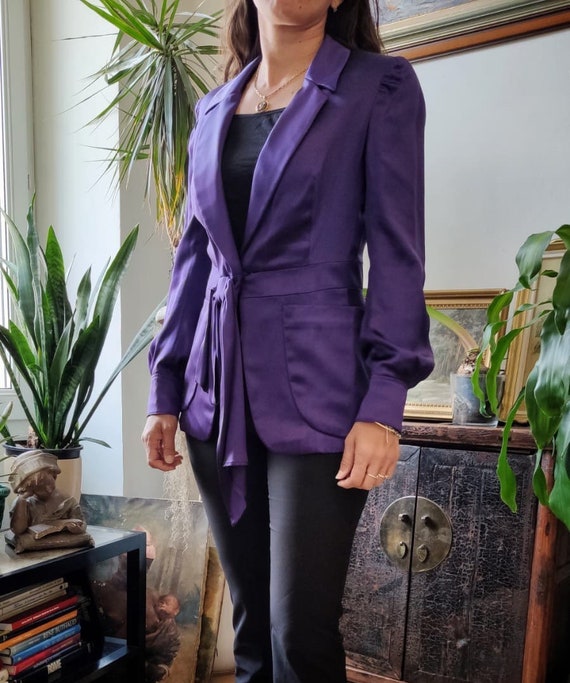 Yves Saint Laurent chic vintage purple silk jacket - image 1