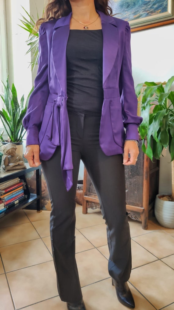 Yves Saint Laurent chic vintage purple silk jacket - image 2