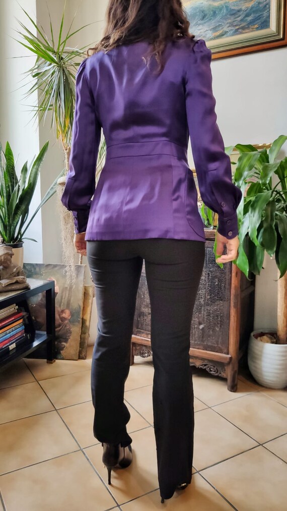 Yves Saint Laurent chic vintage purple silk jacket - image 3