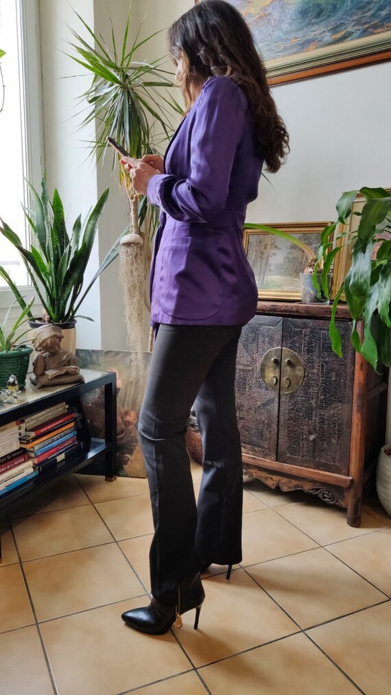 Yves Saint Laurent chic vintage purple silk jacket - image 5