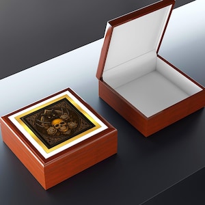 Gothic Jewelry Box - Skull & Cat Design, Decorative Storage for Jewelry, Unique Gift for Halloween, Elegant Home Decor