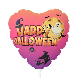 Halloween Heart Balloons, 11&quot; Round and Heart-shaped, Fun Party Decor, Ghost and Witch Theme, Festive Decorations, Spooky Events