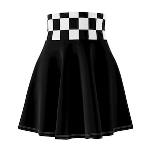 Chic Checkered Women&#39;s Skater Skirt, Retro Style Skirt, Casual Day Skirt, Gift for Her, Comfortable Fashion