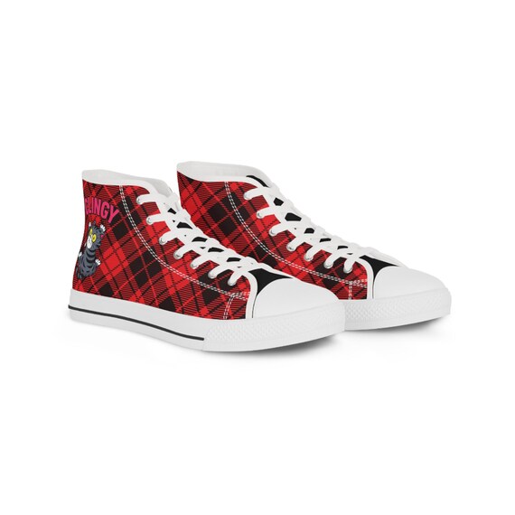 Stylish Plaid High-Top Sneakers Red Plaid High Top Sneakers: Trendy Fashion Shoes - Etsy main image 3