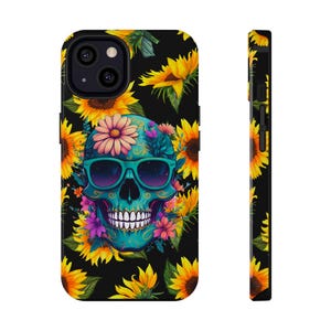 Colorful Skull Phone Case | Floral Skull Design, Impact-Resistant Case, Eco-Friendly, Unique Gift for Him/Her, Halloween, Day of the Dead