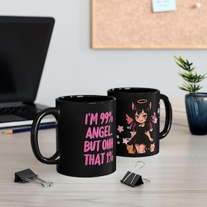 Cute Angel  Cat Mug with Whimsical Design, 11oz, 15oz, Perfect Gift for Cat Lovers, Witchy Decor, Fun Coffee Cup, Anime Style