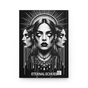 Gothic Hardcover Journal, Skull Notebook, Eternal Echoes, Dark Aesthetic Diary, Spooky Gift for Halloween, Unique Writing Journal