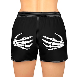 Skeleton Hand Women&#39;s Casual Shorts, Halloween Shorts, Summer Beachwear, Sporty Pajama Shorts, Fun Graphic Gym Shorts
