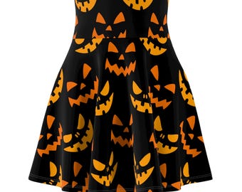 Halloween-Skaterrock für Damen, Kürbis-Print, Grusel-Kleidung