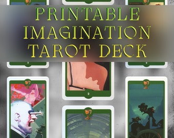 Imagination Tarot card Deck Printable Oracle | 78 Cards + Back | Instant Download Ready For Print At Home