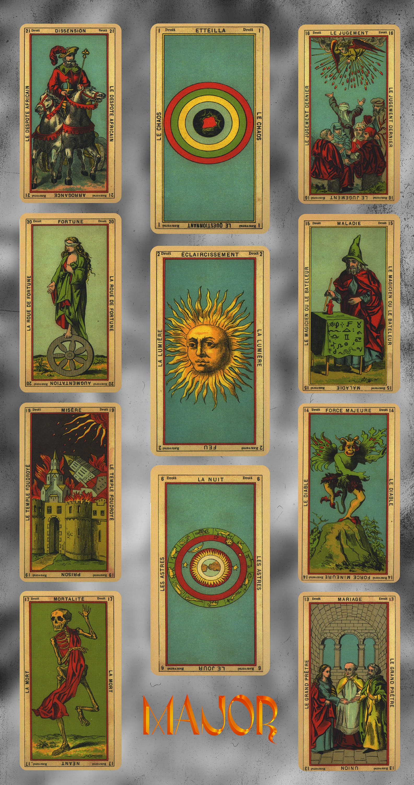 etteilla thoth tarot card deck printable oracle 78 cards etsy