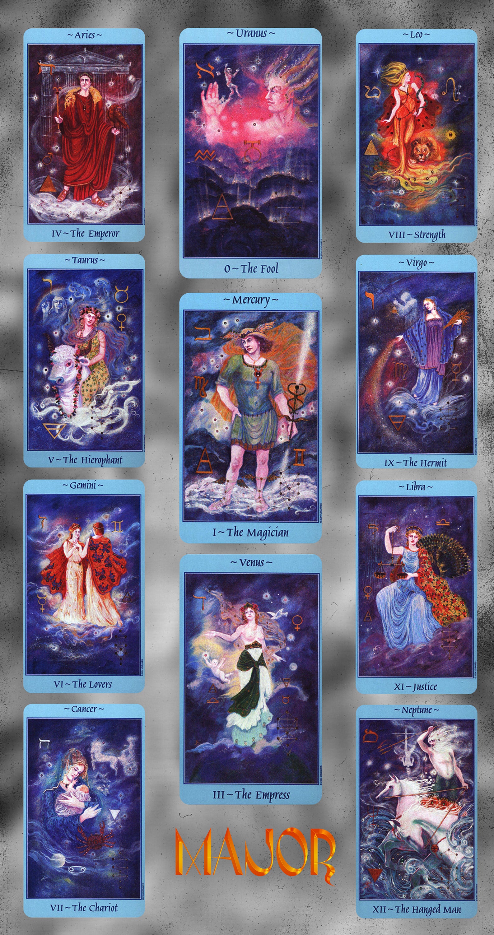Celestial Tarot Card Deck Printable Oracle 78 Cards Back Instant