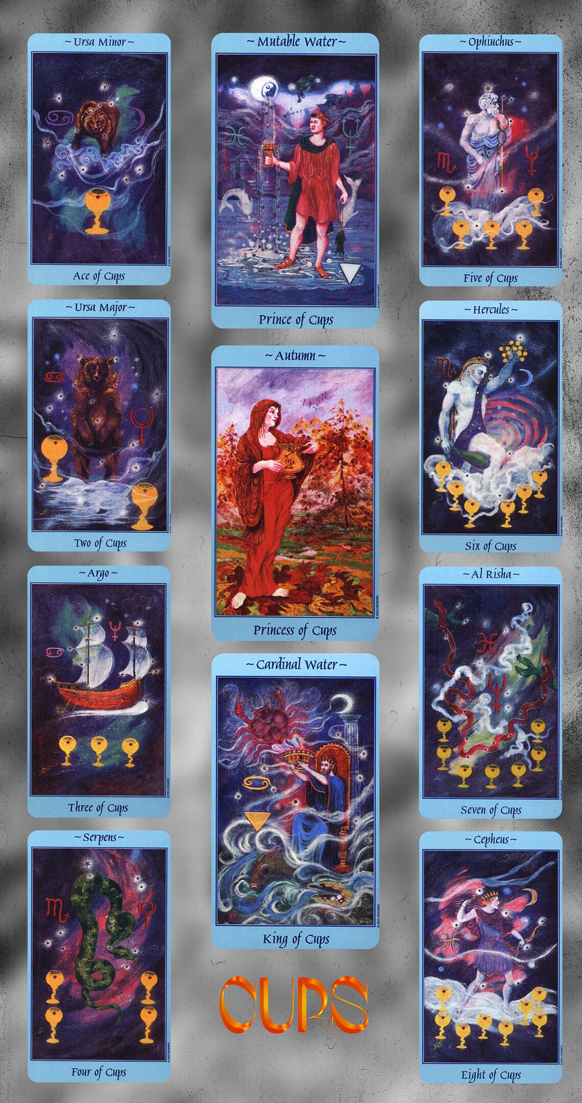 Celestial Tarot Card Deck Printable Oracle 78 Cards Back Etsy