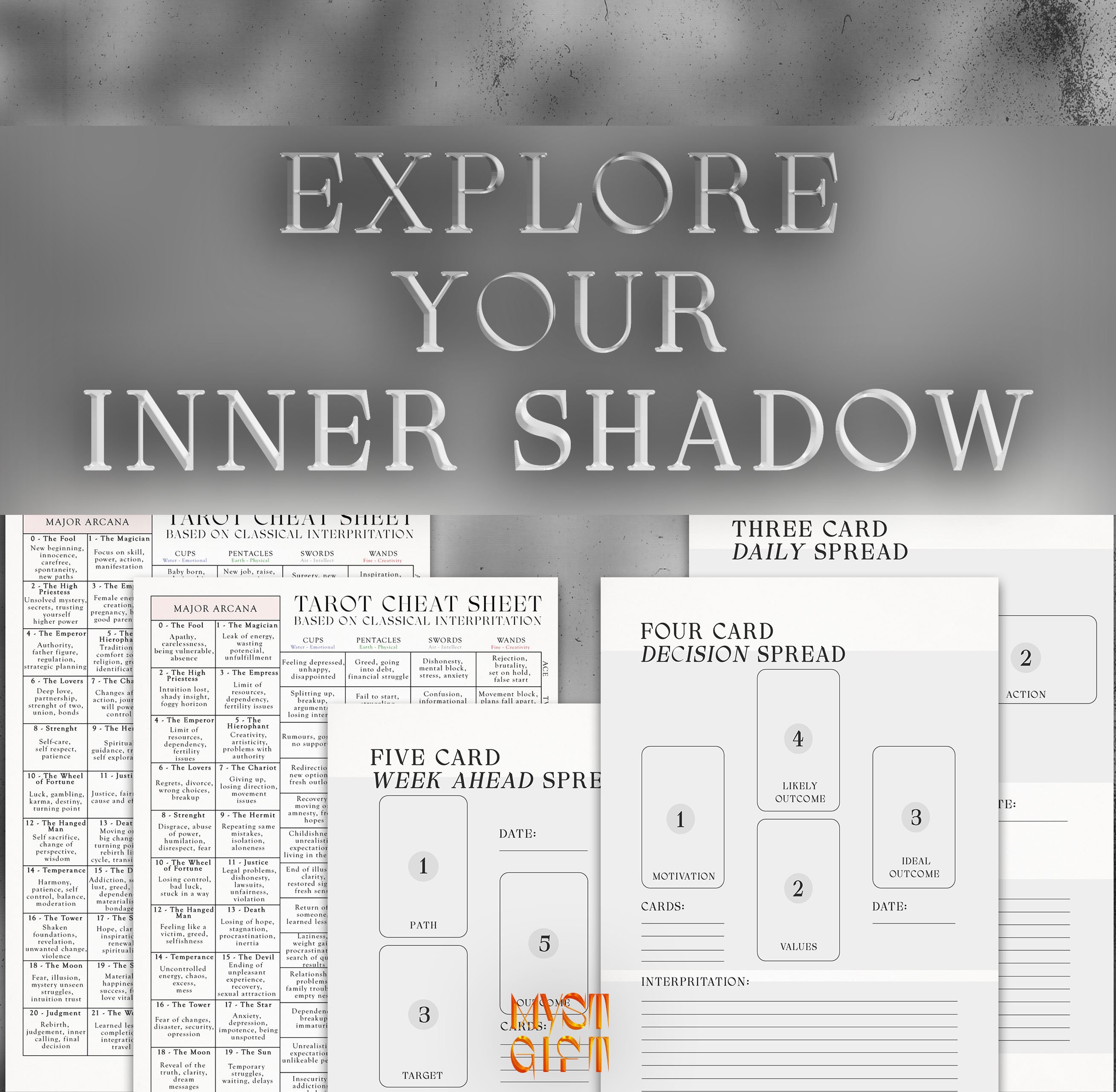 Printable Tarot Guide Bundle Cheat Sheet, Tarot Spreads, Tarot Diary ...