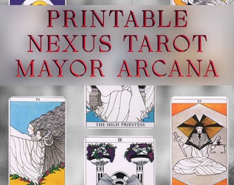 Rare Nexus Tarot card Deck Printable Oracle | 22 Main Arcana Cards + Back | Instant Download Ready For Print At Home