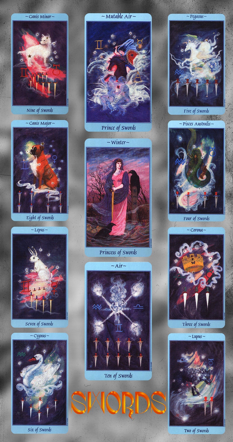 Celestial Tarot Card Deck Printable Oracle 78 Cards Back Etsy