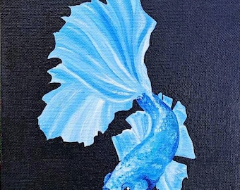 Blue Betta Fish Painting