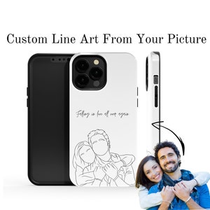 Custom Line art from Photo Phone Case for iPhone 14 13 12 11 Pro max XR, SE Magsafe, Samsung S22 Ultra, S21 S20, Christmas gift personalized