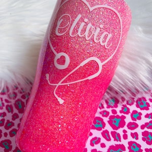 Pink Ombré Glitter Tumbler Nurse Glitter Tumbler Nurse Appreciation Gift