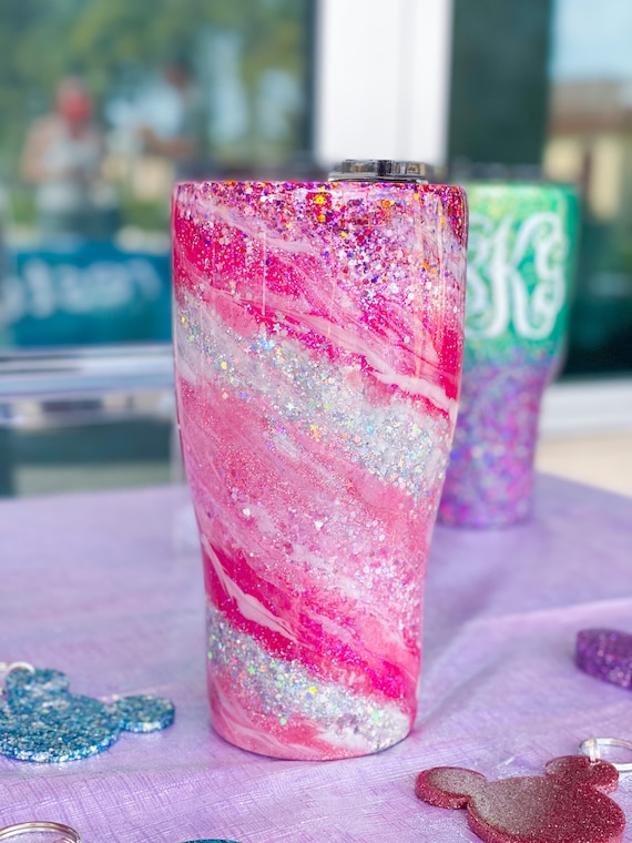 Hot Pink Milky Way Glitter Tumbler | Personalized Tumblers