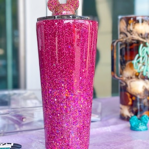 Pink & Magenta Ombré Glitter Tumbler