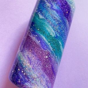 Mermaid Glitter Tumbler Purple & Teal Milky Way Glitter Tumbler