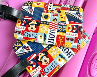 DCL Cruise Luggage Tag, Magical Cruise Suitcase Tag, Nautical Travel Bag Tag, PU Leather Luggage Tag