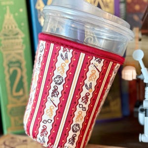 Wizard Red Lion Coffee Sleeve, Dark Academia Cup Cozy, Fantasy Reader Gift