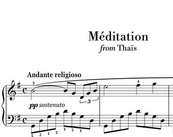 Massenet - Meditation from Thais (Easy Piano) sheet music ,Classical music, Music score, digital music score, pop piano songs